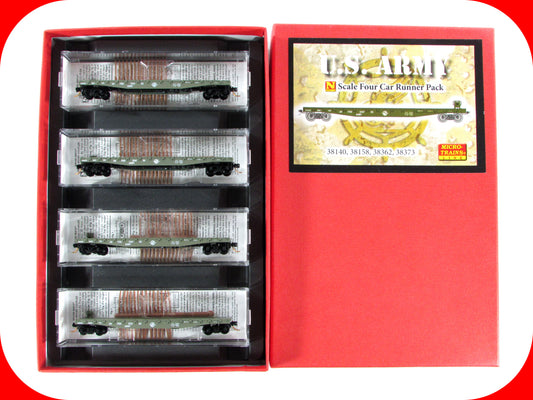 N Scale ***UNITED STATES ARMY*** 50' USAX Flat Car Set - Micro Trains 99300062