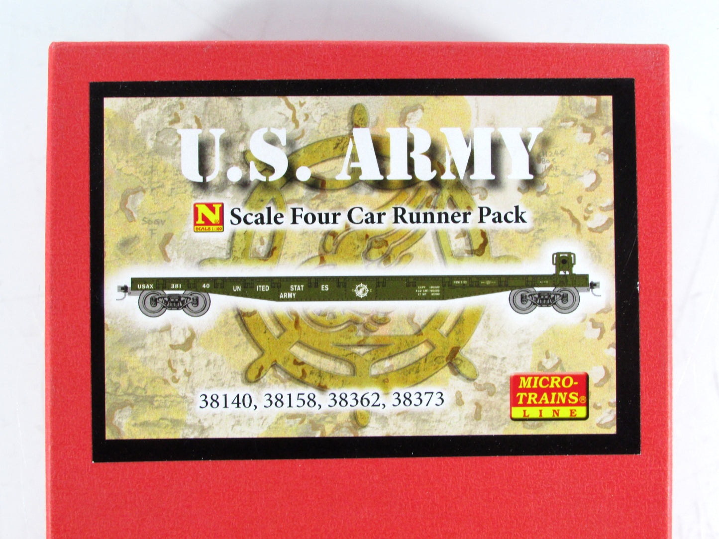N Scale ***UNITED STATES ARMY*** 50' USAX Flat Car Set - Micro Trains 99300062