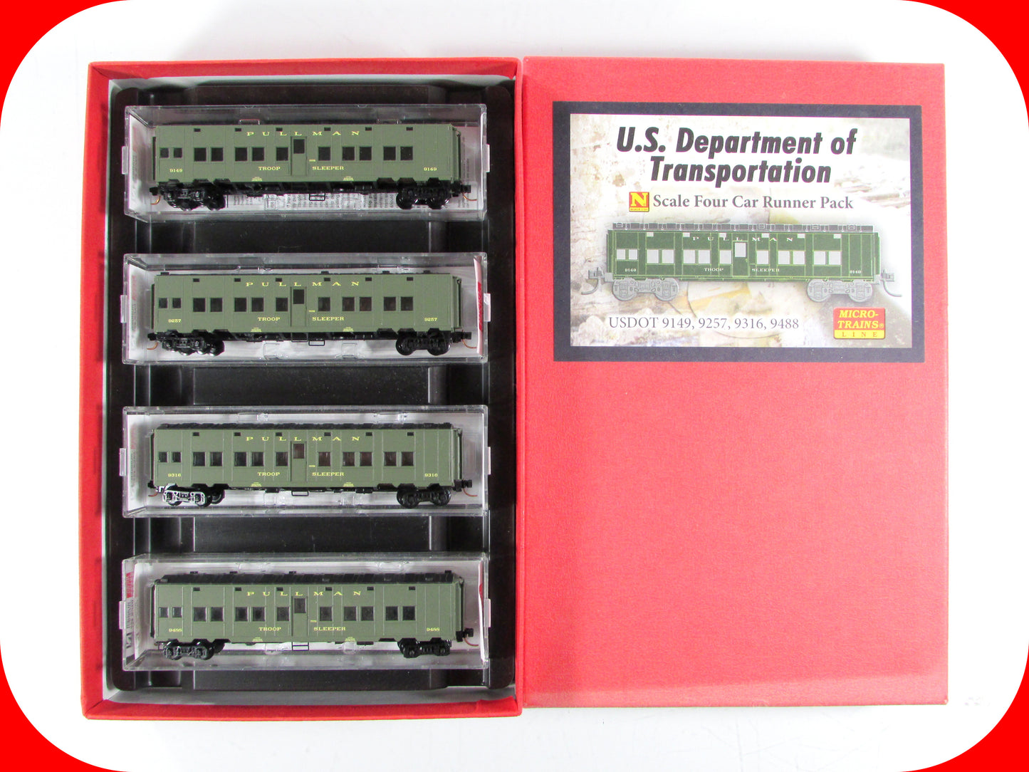 N Scale **WWII US Dept of Defense** Troop Sleeper 4-Pack -Micro Trains 99300027