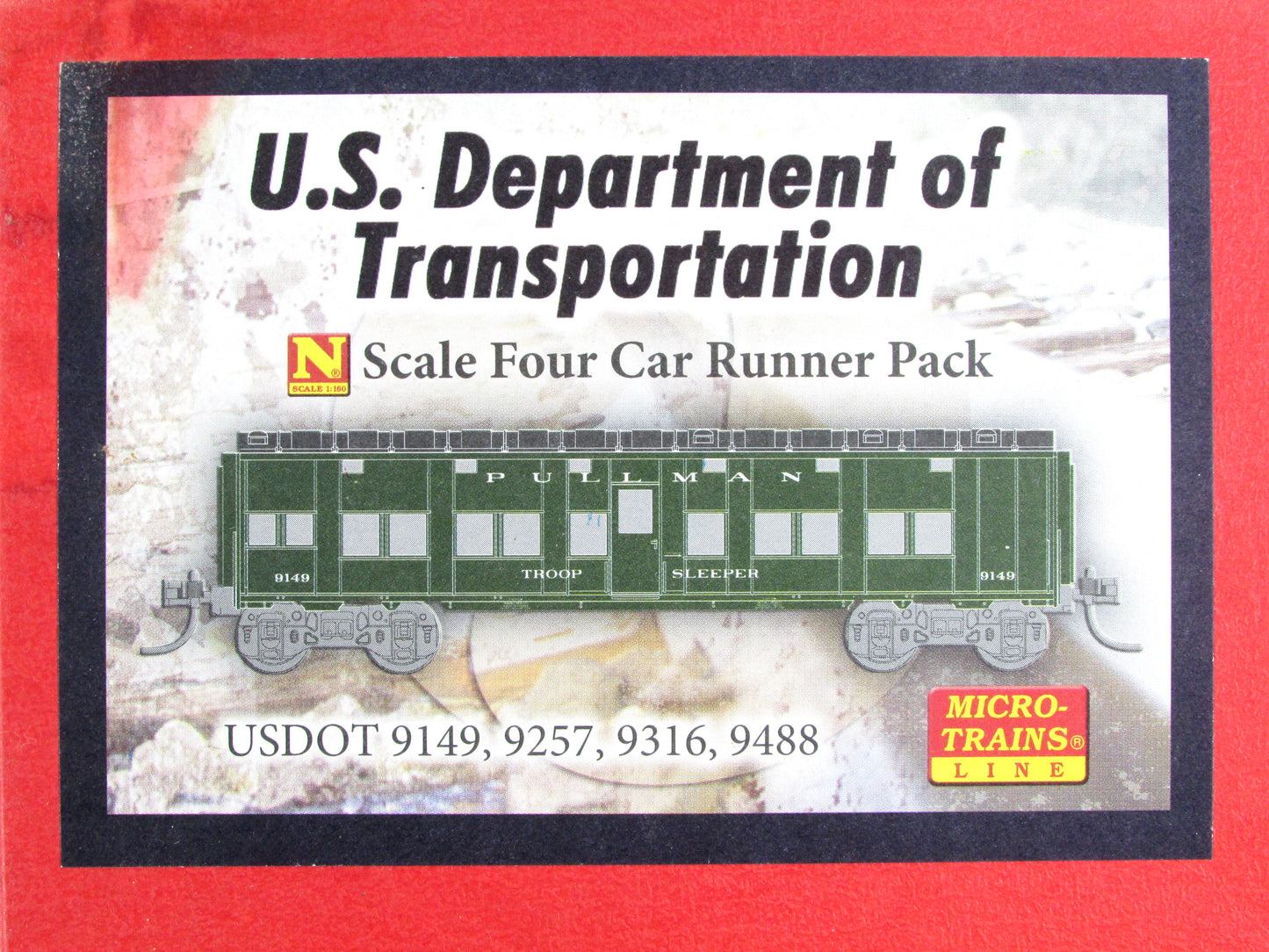 N Scale **WWII US Dept of Defense** Troop Sleeper 4-Pack, Micro Trains 99300027