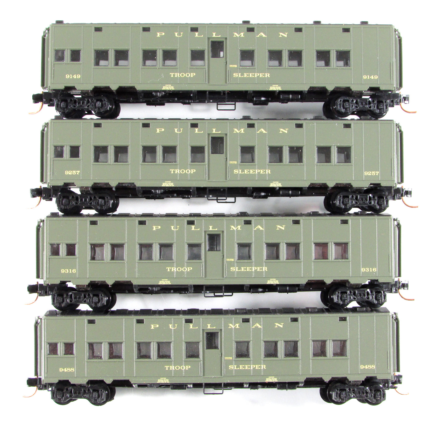N Scale **WWII US Dept of Defense** Troop Sleeper 4-Pack -Micro Trains 99300027