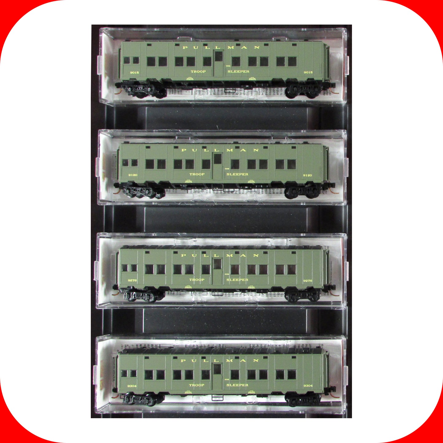 N Scale **WWII US Dept of Defense* Troop Sleeper 4-Pack - Micro Trains 99300058
