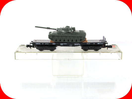 N Scale ***DEUTSCHE BAHN*** Flat Car w/ German Army Leopard Tank - Arnold 4970