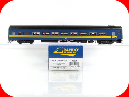 HO Scale *VIA RAIL CANADA* Passenger Coach #5594 - Rapido 100279, Lighted *RARE