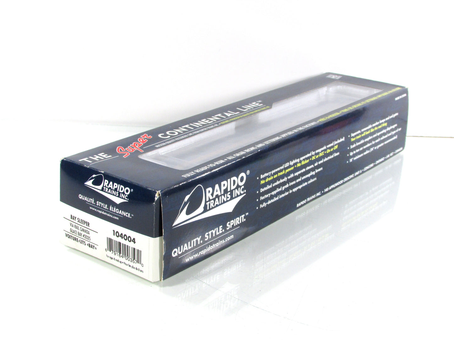 HO Scale **VIA RAIL CANADA** *GLACE BAY* Sleeper #2025 - Rapido 104004, Lighted