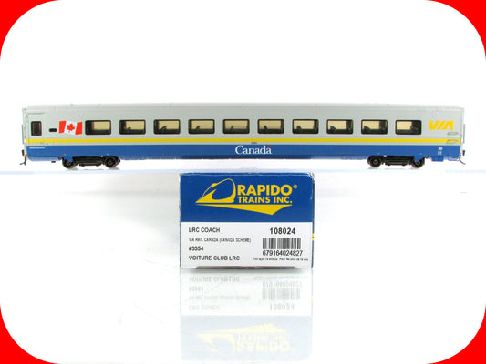 HO Scale ***VIA RAIL CANADA*** LRC Club Coach #3354 ---- Rapido 108024, Lighted