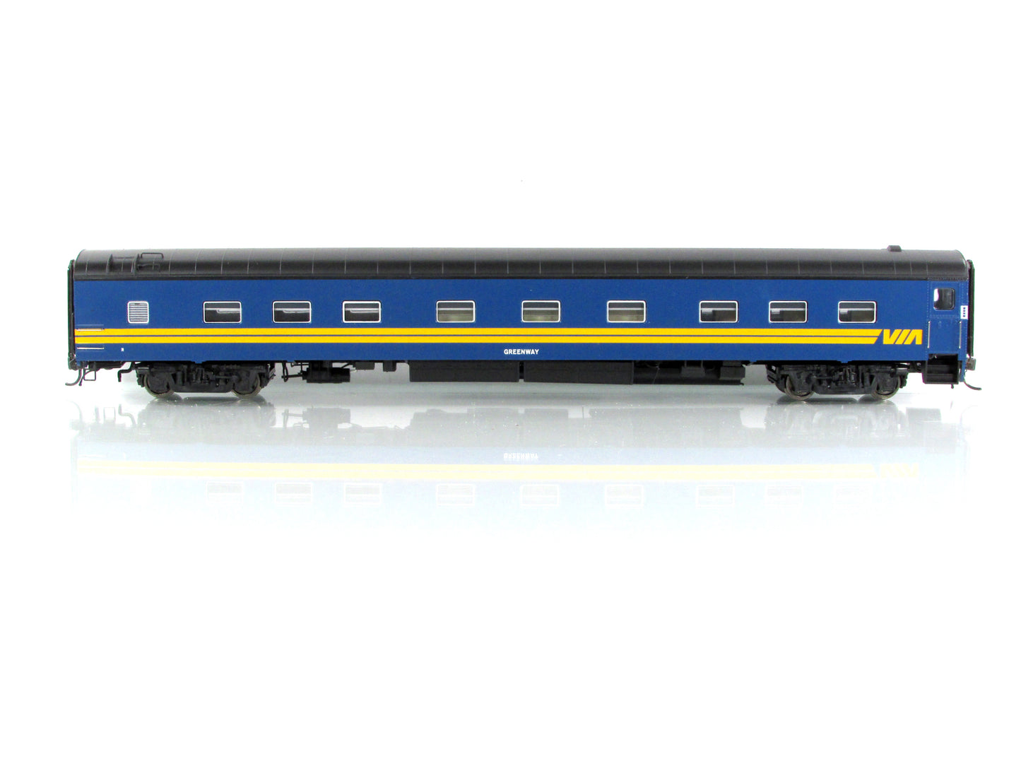 HO Scale **VIA RAIL CANADA** *GREENWAY* Sleeper #1176 -- Rapido 113007, Lighted