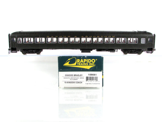 HO Scale ***BANGOR AROOSTOOK*** Osgood Bradley Coach --- Rapido 109061, Lighted