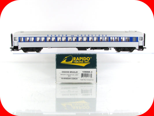 HO Scale *BANGOR AROOSTOOK* Osgood Bradley Coach #231 -Rapido 109065-3, Lighted