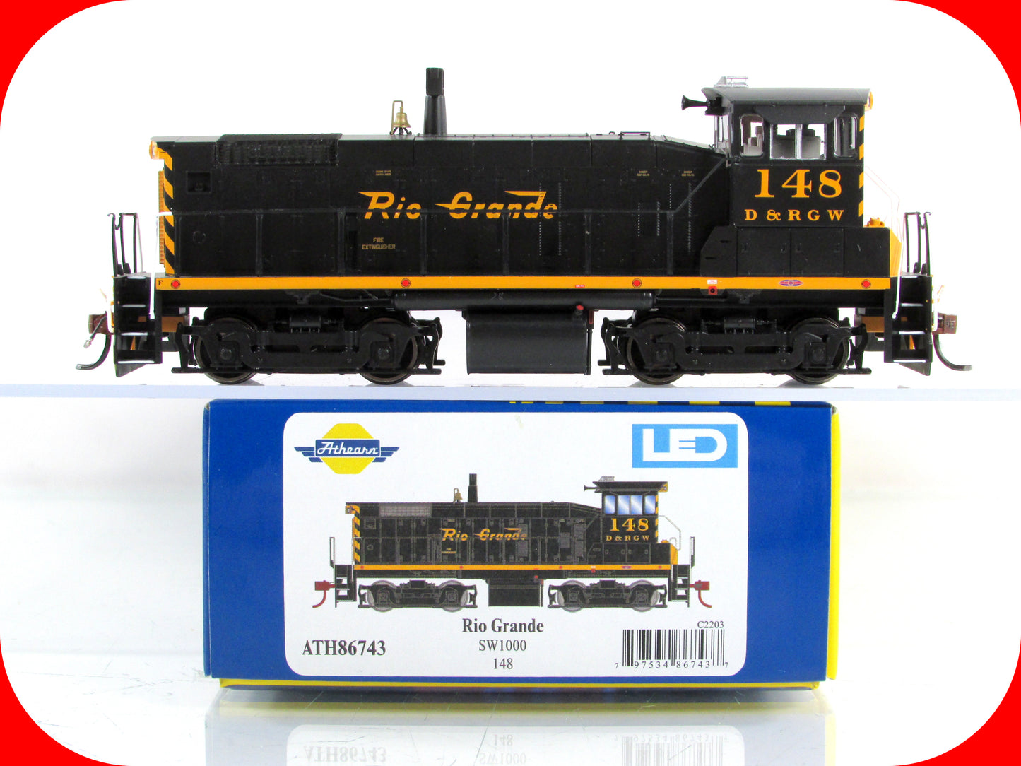 HO Scale **RIO GRANDE* SW1000 Switcher #148 - Athearn ATH86743, DCC-Sound Ready