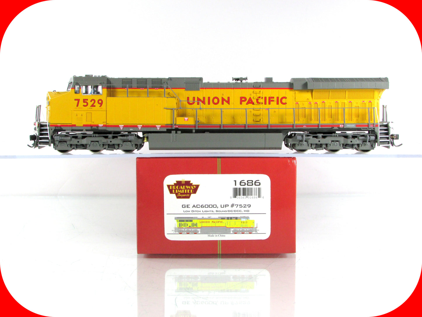 HO Scale *UNION PACIFIC* AC6000 Locomotive #7529 - Broadway 1686, DCC QSI Sound