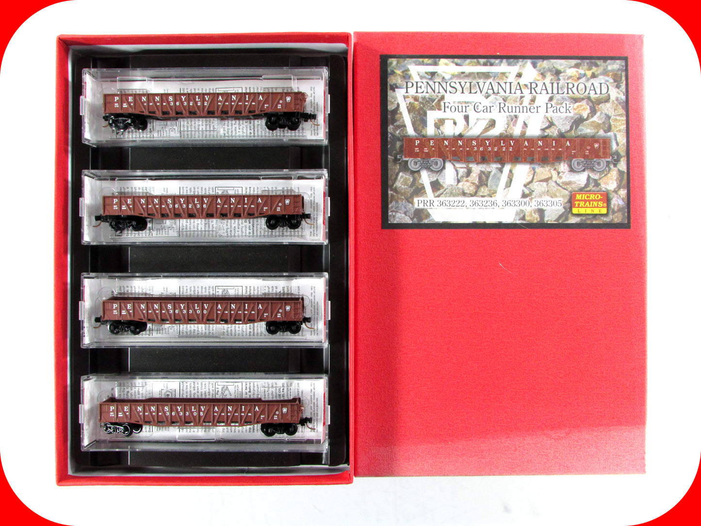N Scale ***Pennsylvania** 50' Gondola Runner 4-Pack #18 - Micro Trains 99300018