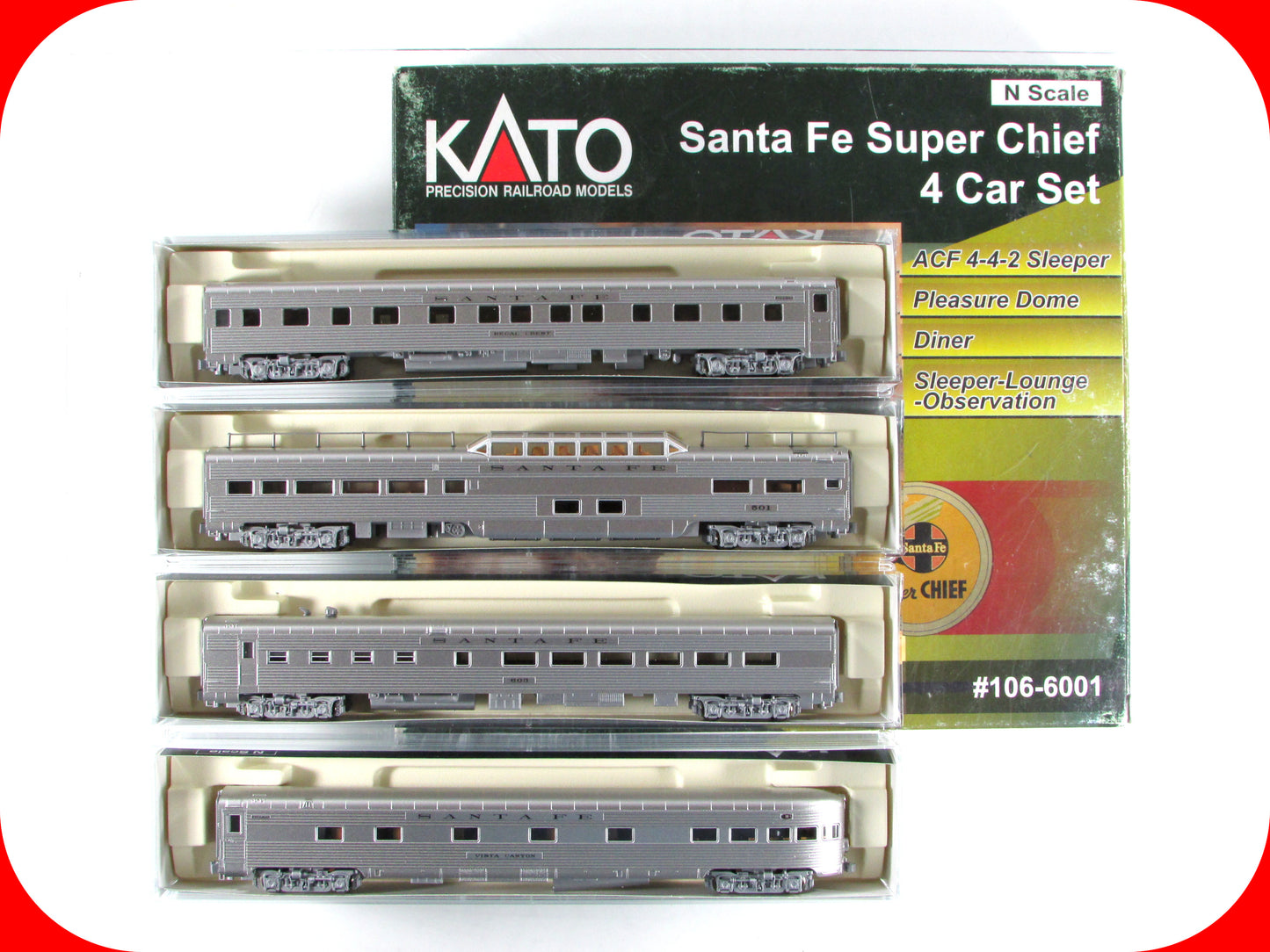N Scale ***SANTA FE SUPER CHIEF*** Lightweight Passenger Set A - Kato 106-6001