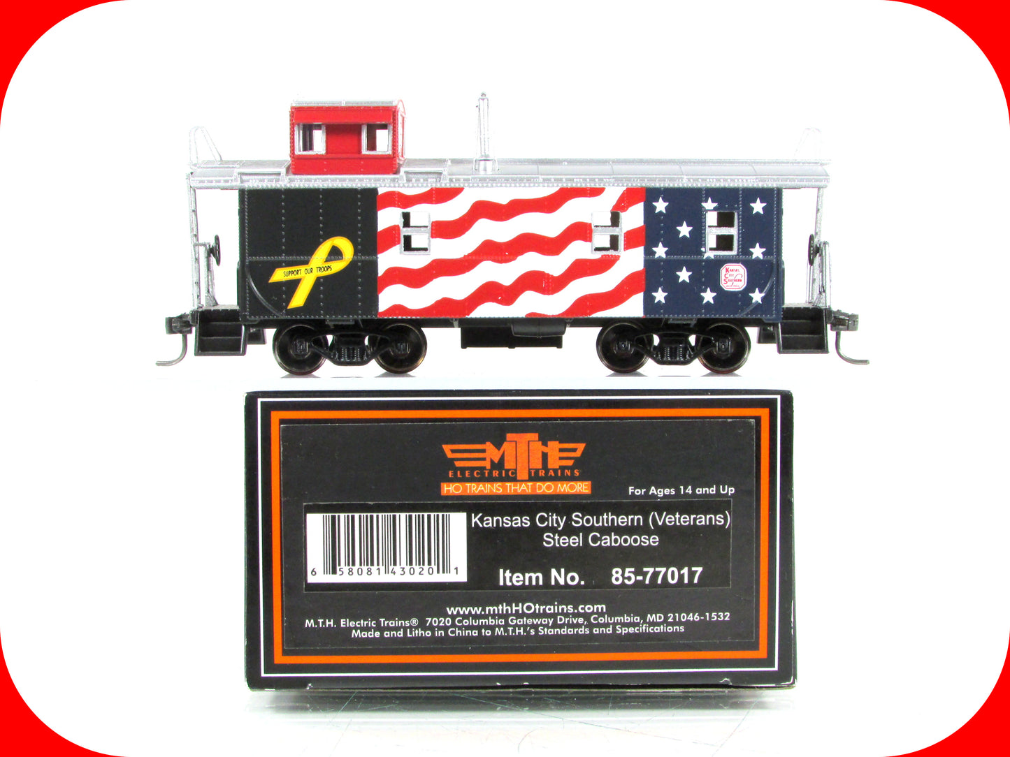 HO Scale ***KANSAS CITY SOUTHERN*** Patriotic Veterans Caboose - MTH 85-77017