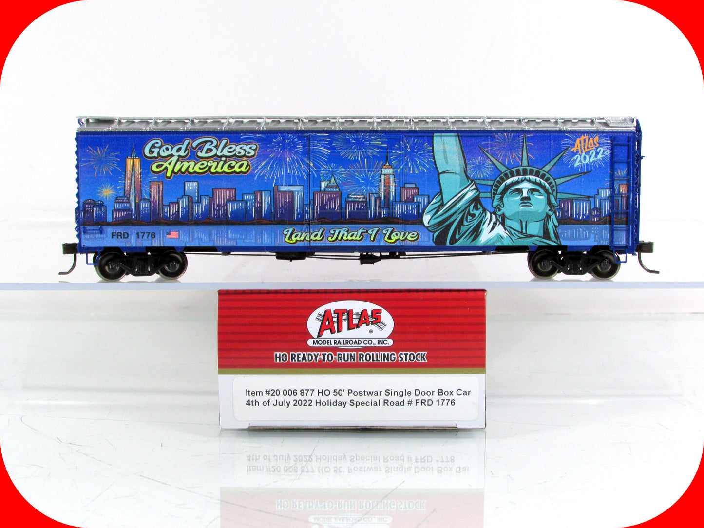 HO Scale ***GOD BLESS AMERICA*** 4th of July Box Car, FRD 1776 - Atlas 20006877