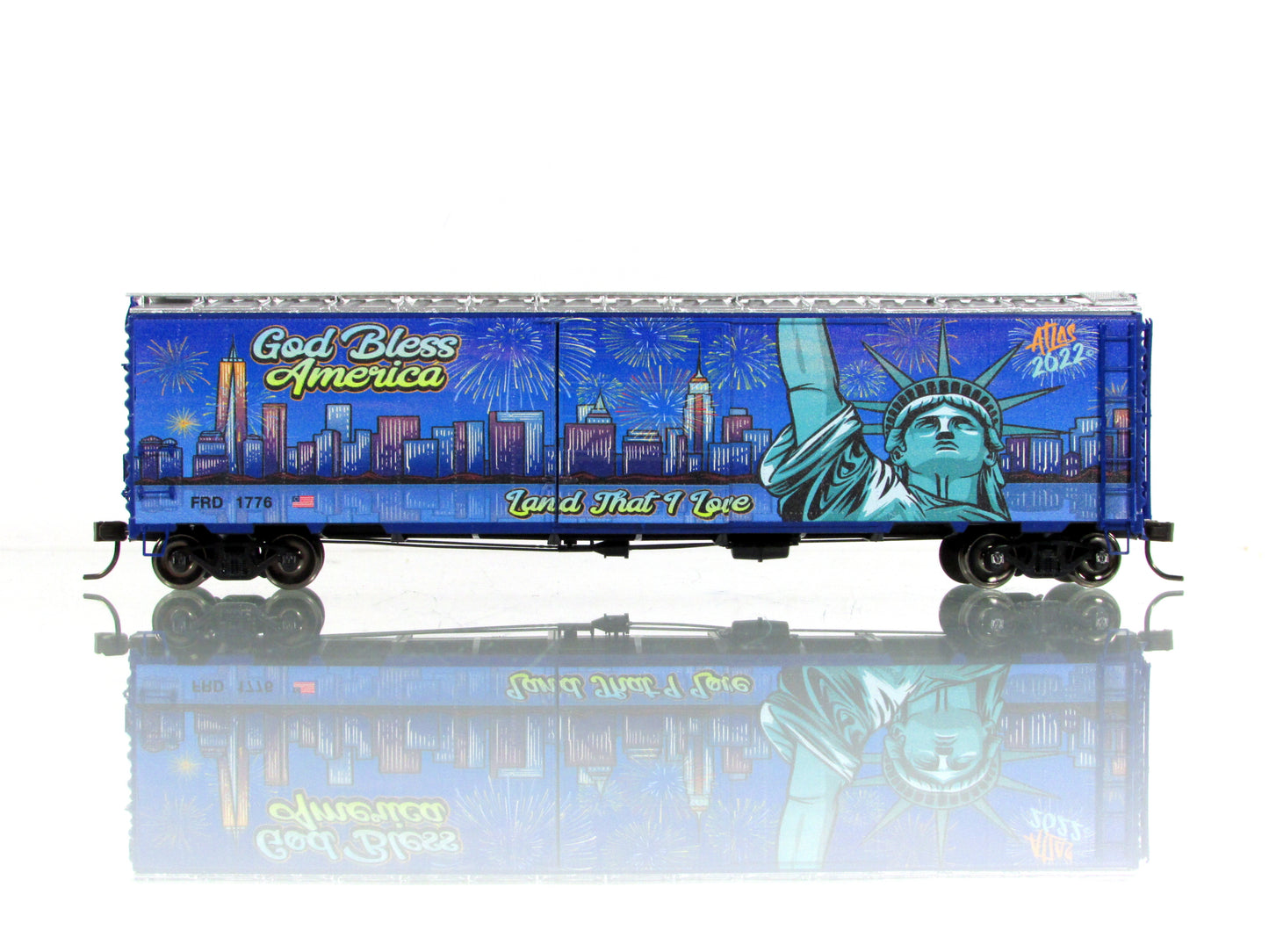 HO Scale ***GOD BLESS AMERICA*** 4th of July Box Car, FRD 1776 - Atlas 20006877
