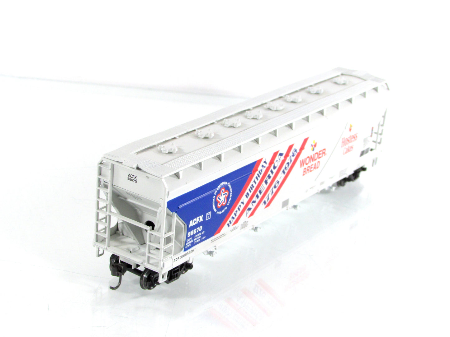 HO Scale *WONDER BREAD BICENTENNIAL* 1776-1976 ACF 4-Bay Hopper - Athearn 7200