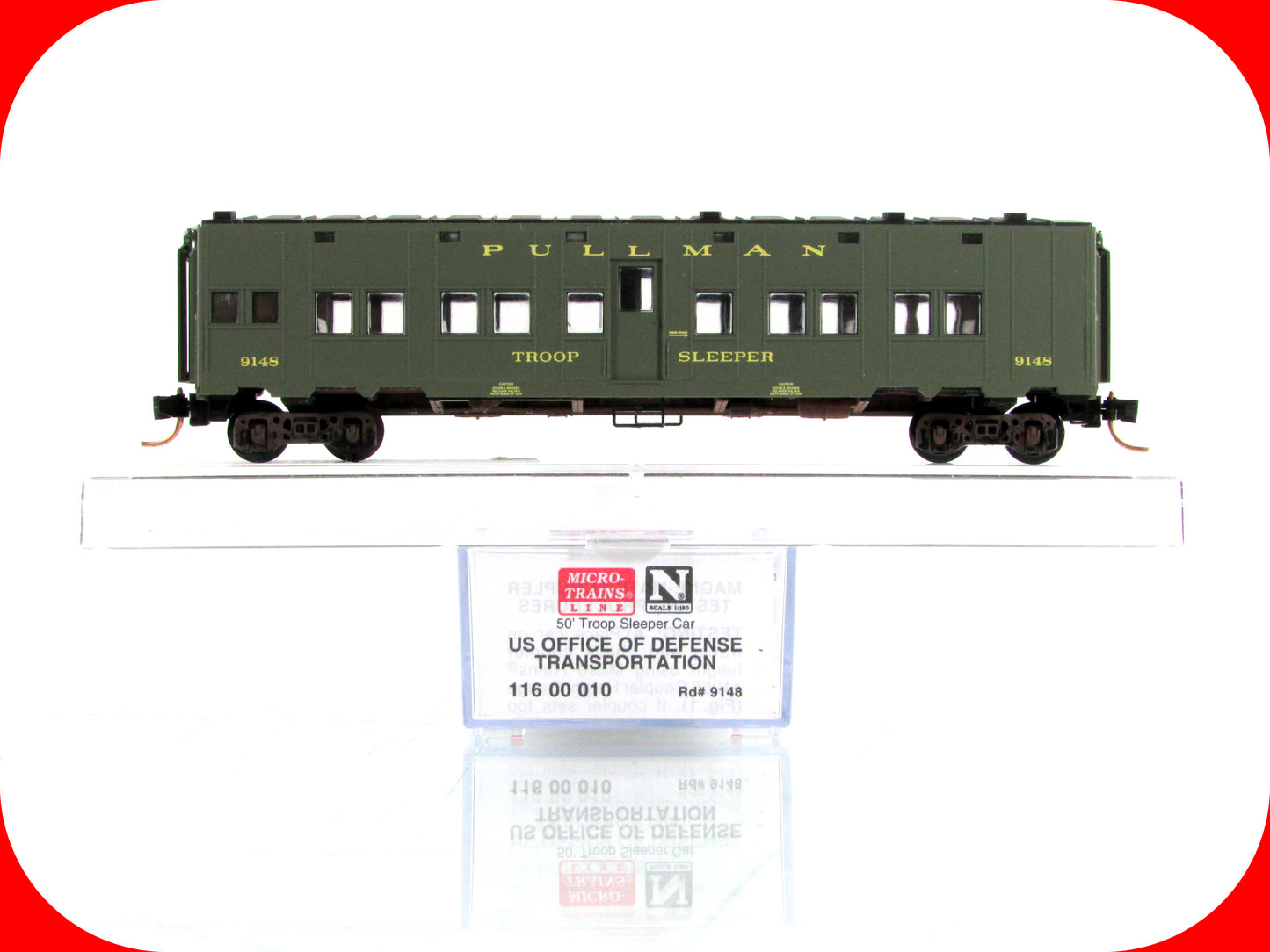N Scale ***WWII DODX Weathered TROOP SLEEPER*** #9148 - Micro Trains 11600010