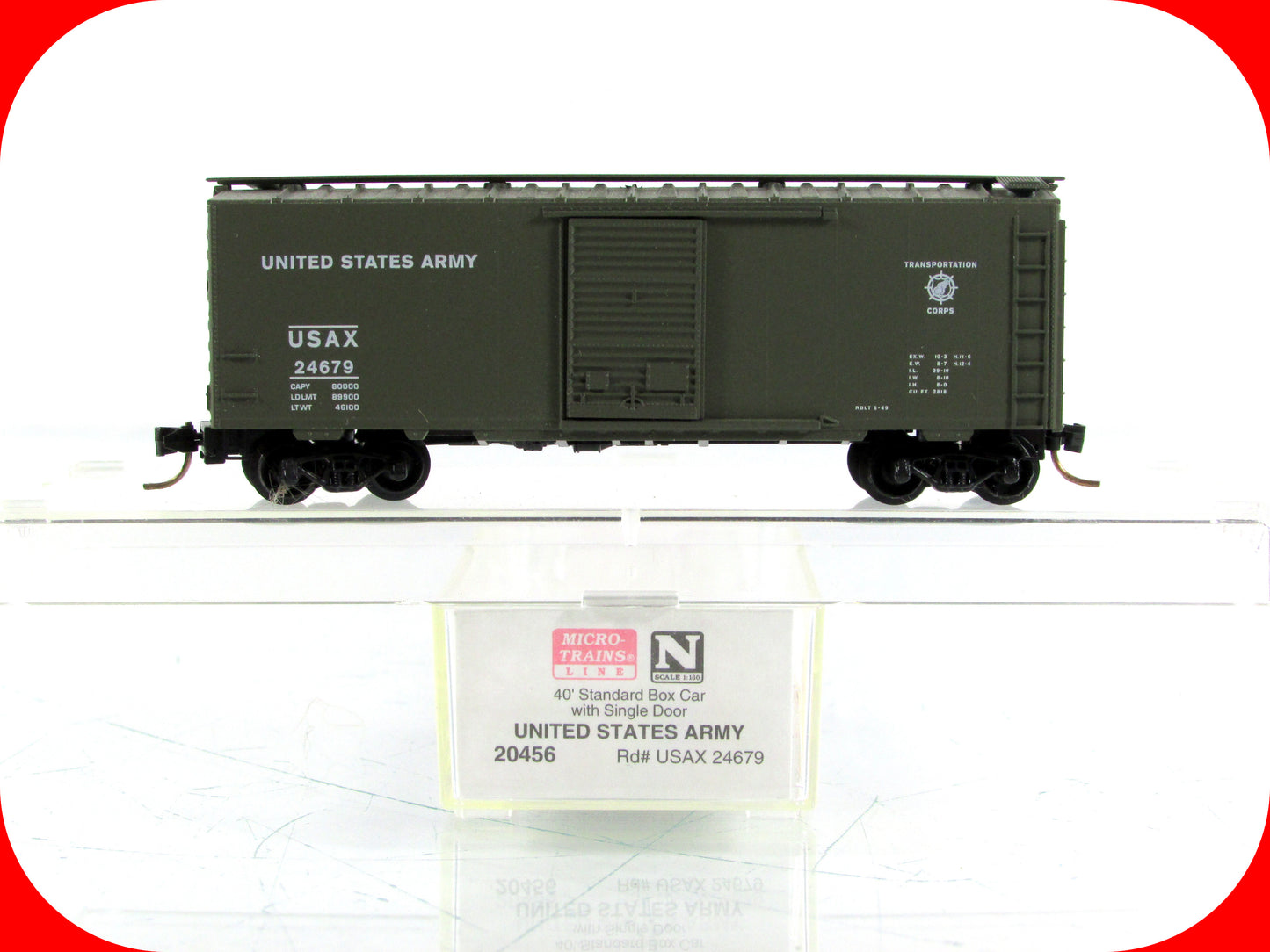 N Scale **UNITED STATES ARMY** 40' Box Car USAX 24679 - Micro Trains 20456