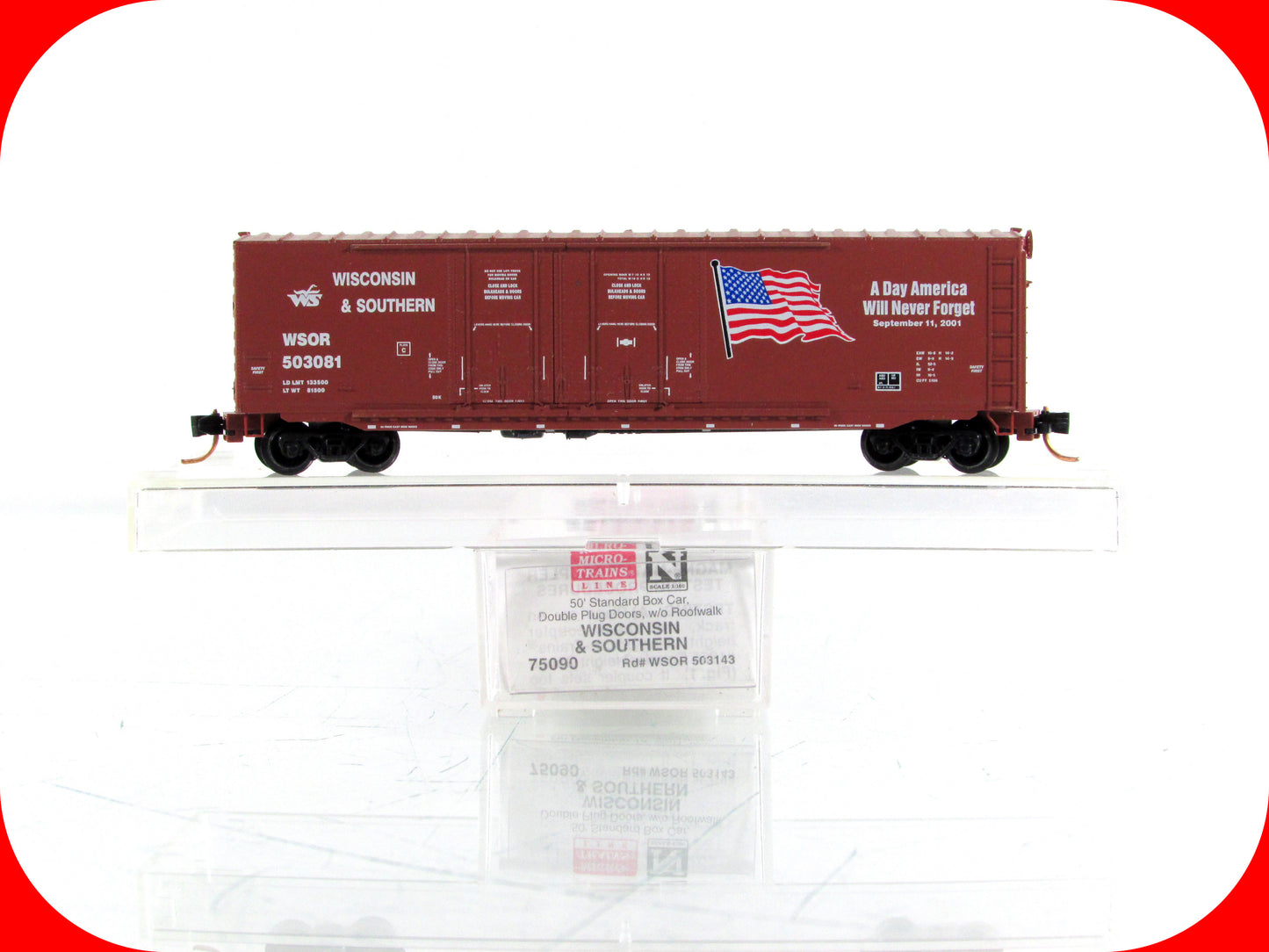 N Scale *WISCONSIN SOUTHERN* 9-11 Memorial Box Car #503081 - Micro Trains 75080