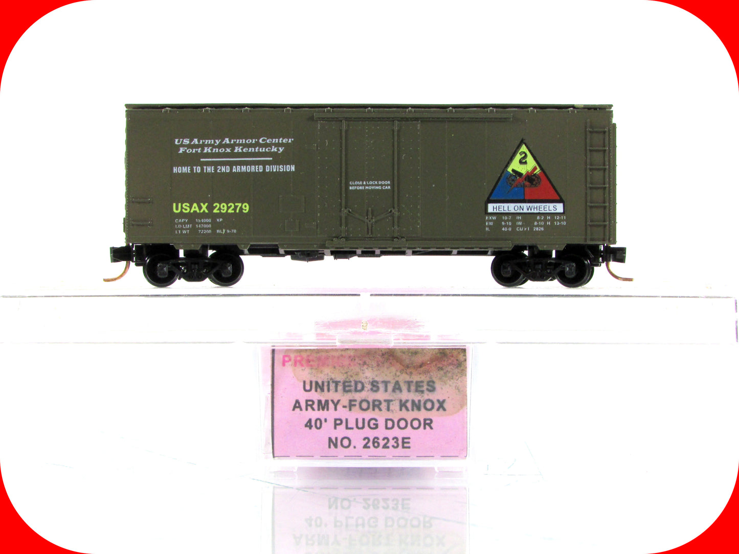 N Scale **US Army Fort Knox** Box Car USAX 29279 - Premiere Editions, MTL *RARE
