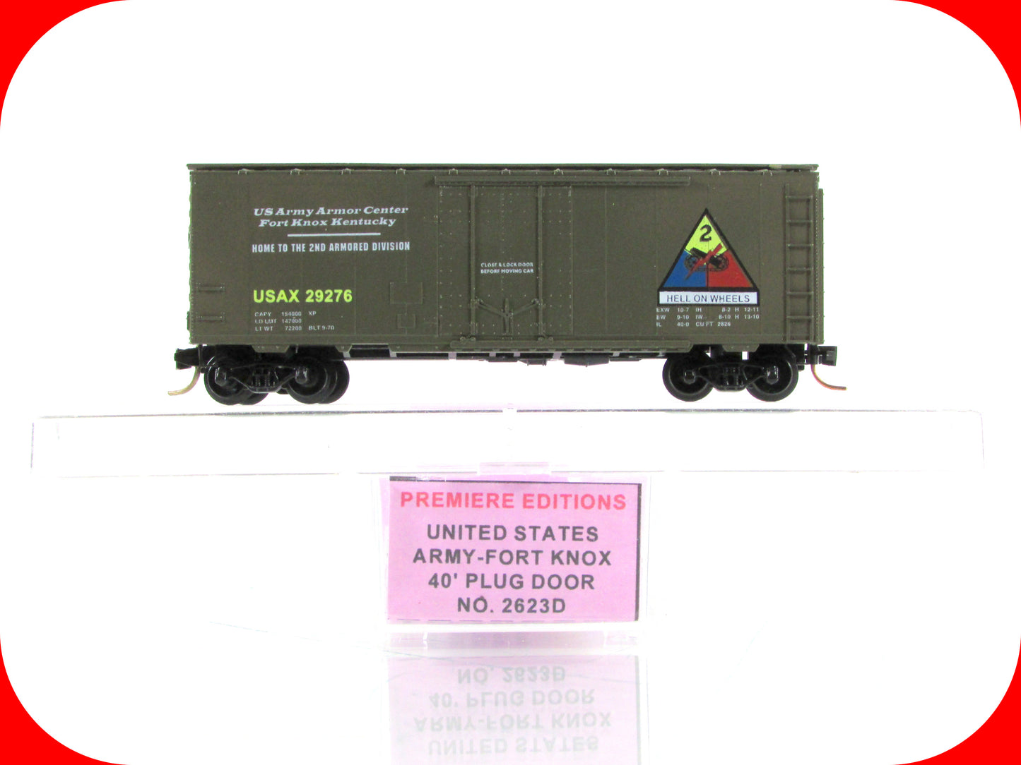 N Scale **US Army Fort Knox** Box Car USAX 29276 - Premiere Editions, MTL *RARE