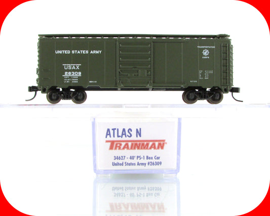 N Scale *UNITED STATES ARMY* Box Car USAX 26309 - Atlas 34627, Knuckle Cp *RARE