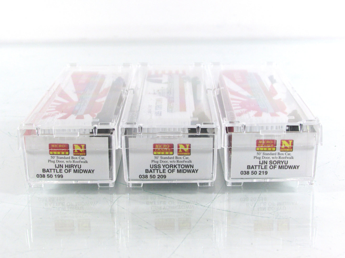 N Scale **BATTLE of MIDWAY** WWII Aircraft Carrier 3-Box Car Set - Micro Trains
