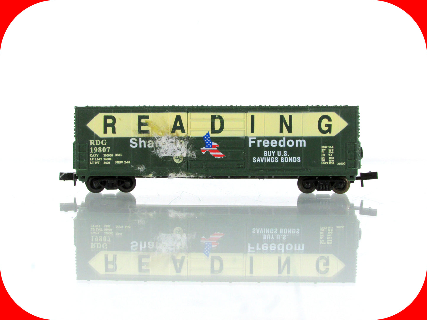 N Scale **READING -- SHARE In FREEDOM** 50' Box Car, RDG 19807 - Bev-Bel 10038