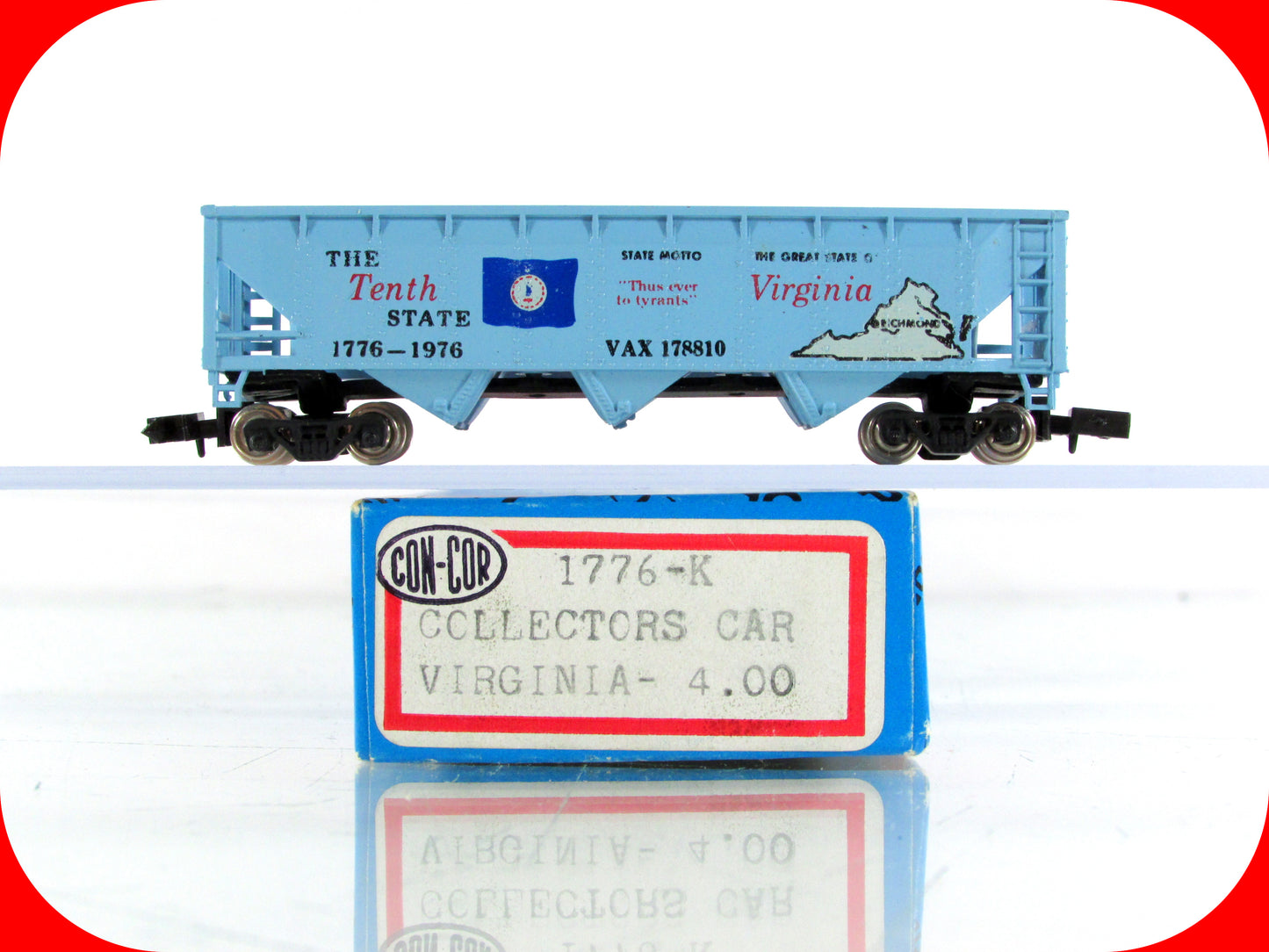N Scale ***VIRGINIA*** Colony-State Collector Box Car - Con-Cor 1776 K **RARE