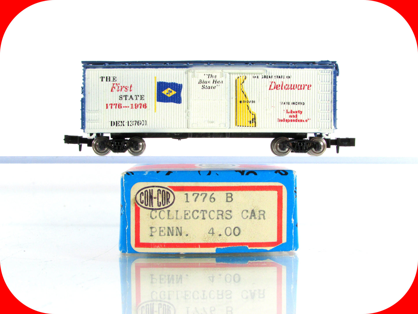 N Scale ***DELAWARE*** Colony-State Collector Box Car - Con-Cor 1776 A **RARE