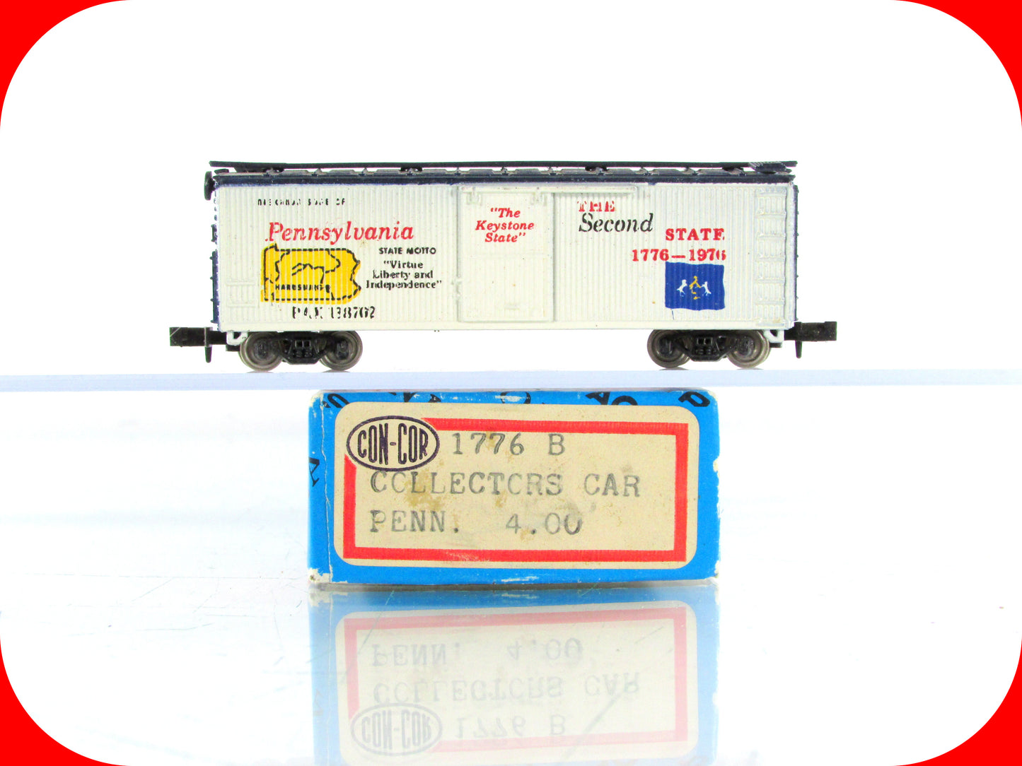 N Scale **Pennsylvania** Colony-State Collector Box Car - Con-Cor 1776 B **RARE