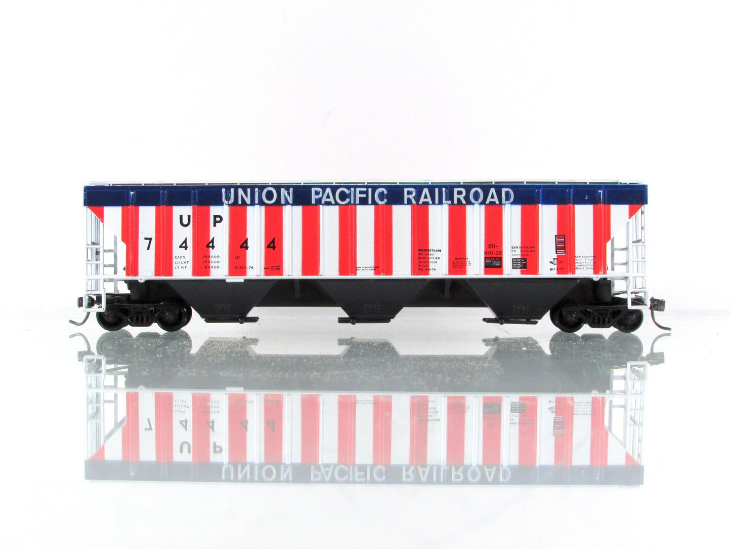 HO Scale **UNION PACIFIC - RED,WHITE,BLUE** Covered Hopper #74444, Athearn 5513