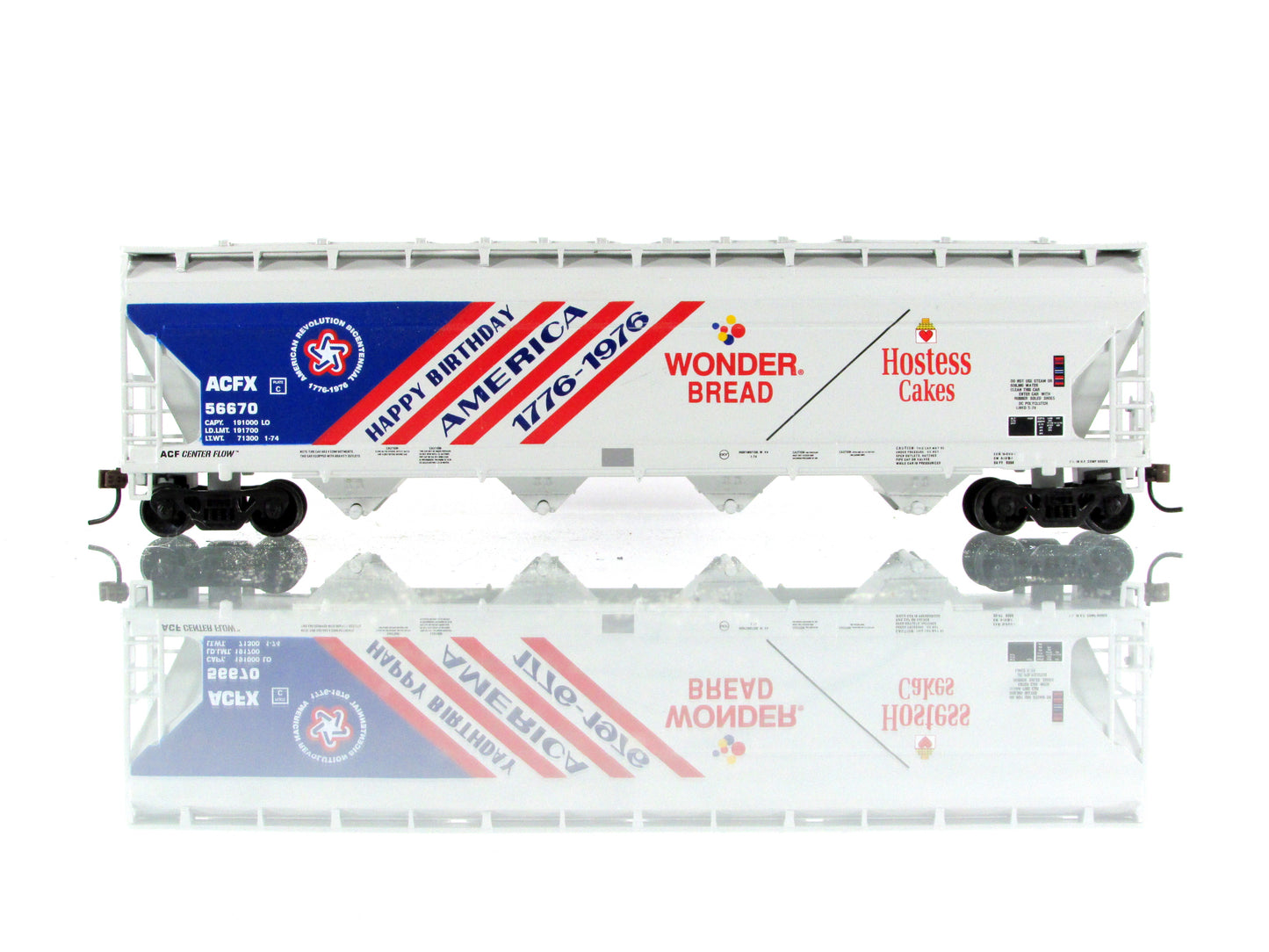 HO Scale **WONDER BREAD BICENTENNIAL*  1776-1976 ACF 4-Bay Hopper - Athearn 7200