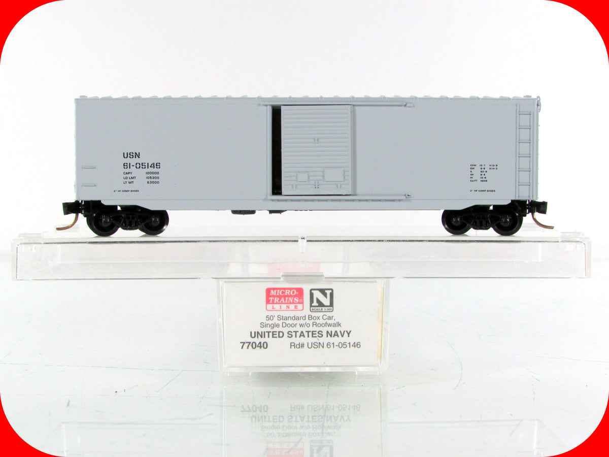 N Scale ***United States NAVY*** 50' Box Car, USN 61-05146 - Micro Trains 77040