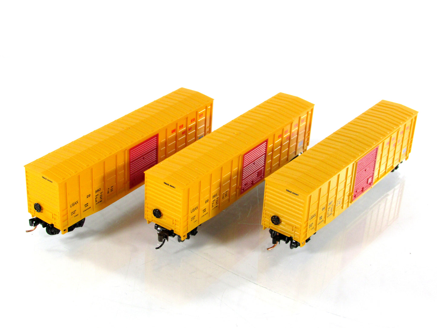 N Scale **US ARMY* 50' Box Cars #29380,29387,29391 - Roundhouse 8895, MTL Cplrs