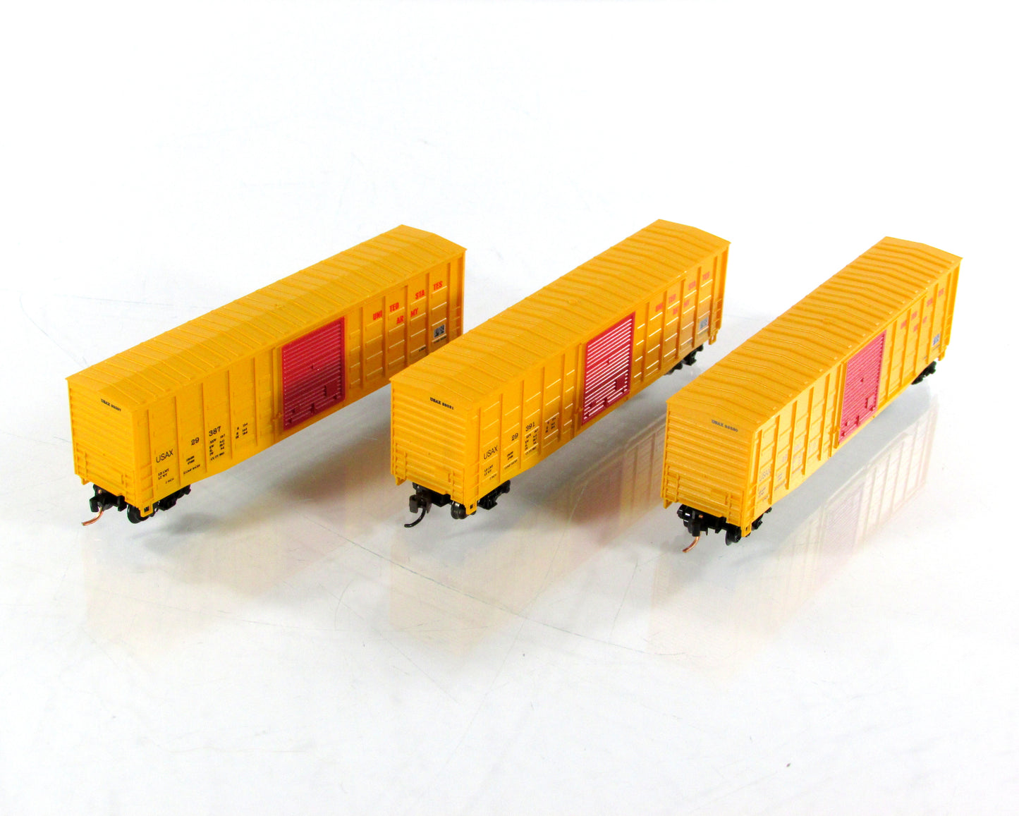 N Scale **US ARMY* 50' Box Cars #29380,29387,29391 - Roundhouse 8895, MTL Cplrs