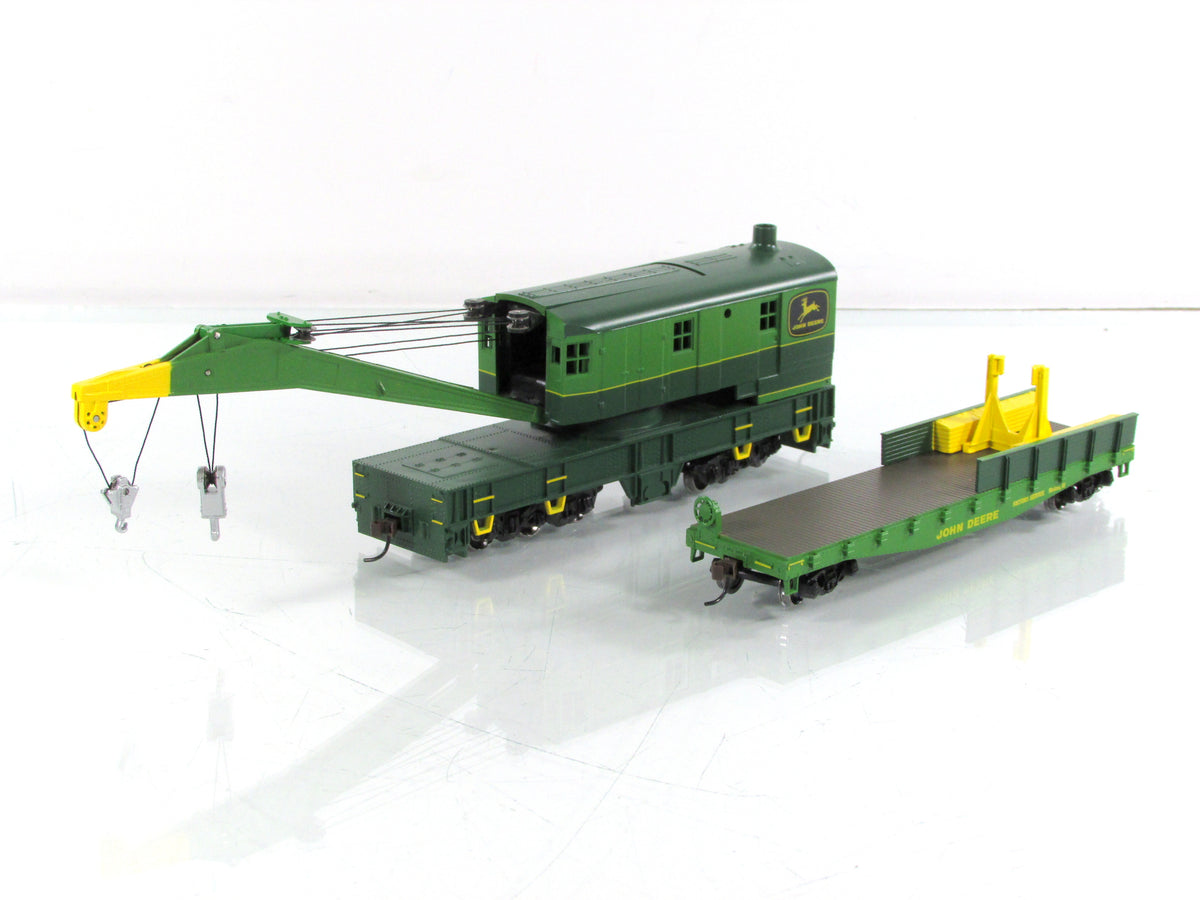 HO Scale ***JOHN DEERE*** 200 Ton Crane & Tender Set -- Athearn 7732 ***RARE***