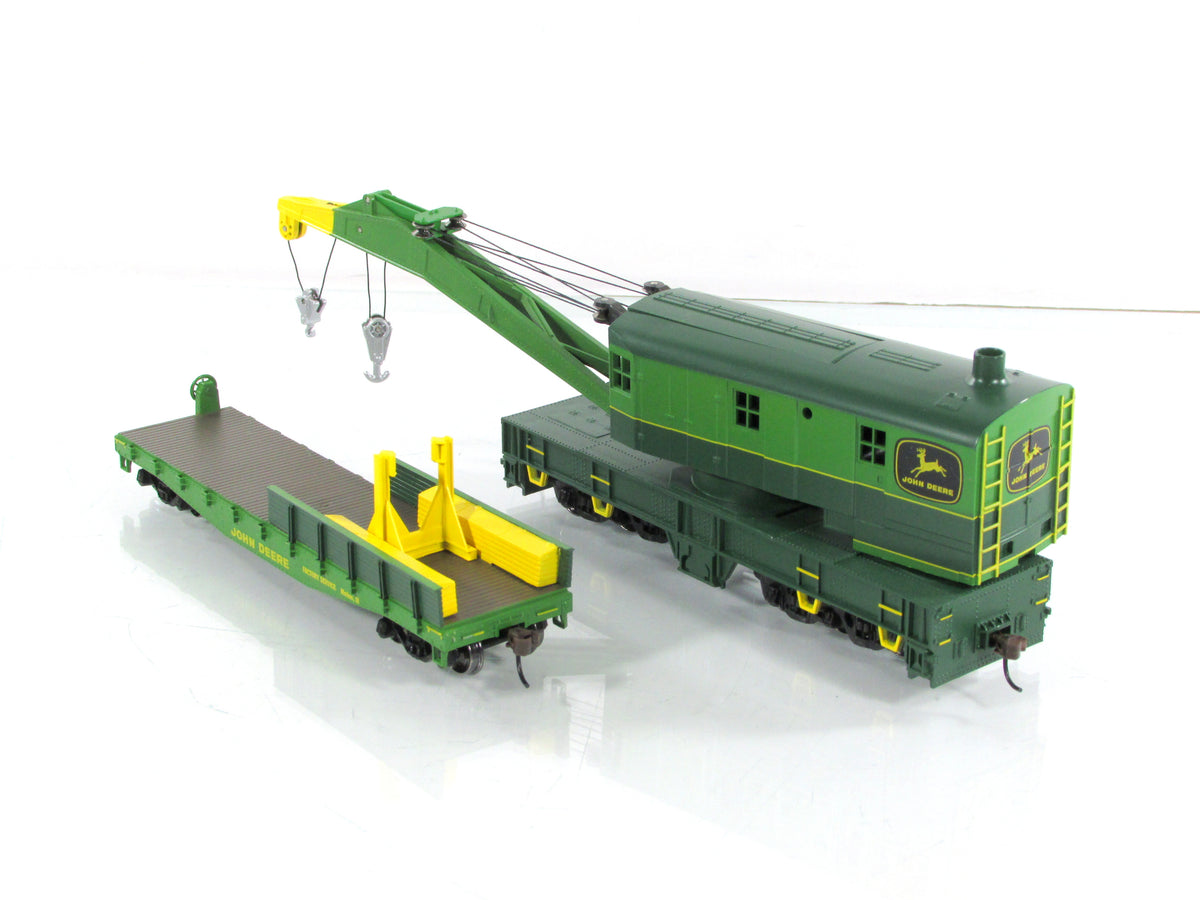 HO Scale ***JOHN DEERE*** 200 Ton Crane & Tender Set -- Athearn 7732 ***RARE***