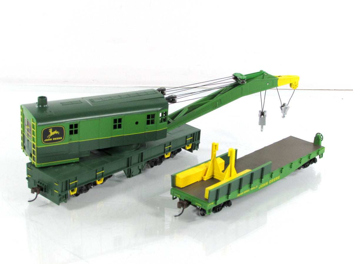 HO Scale ***JOHN DEERE*** 200 Ton Crane & Tender Set -- Athearn 7732 ***RARE***
