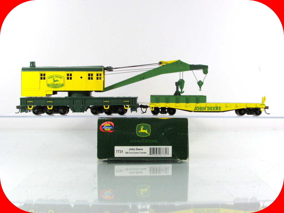 HO Scale ***JOHN DEERE*** 200 Ton Crane & Tender Set -- Athearn 7731 ***RARE***