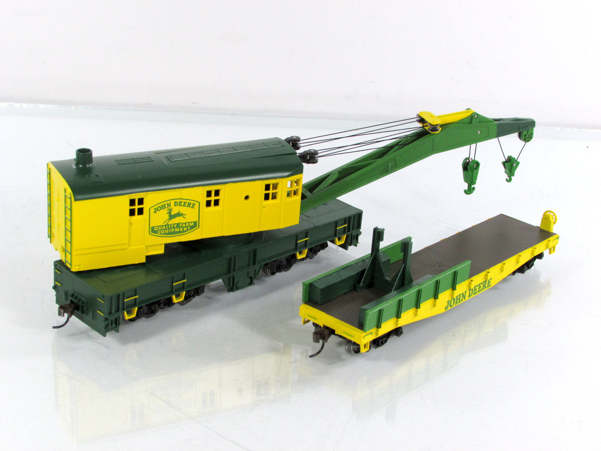 HO Scale ***JOHN DEERE*** 200 Ton Crane & Tender Set -- Athearn 7731 ***RARE***