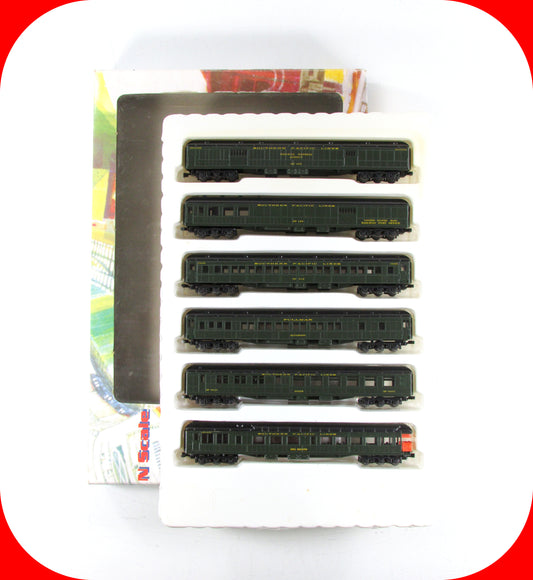 N Scale ***SOUTHERN PACIFIC*** Passenger 6-Set -- Con-Cor 570007, Knuckle Cplrs