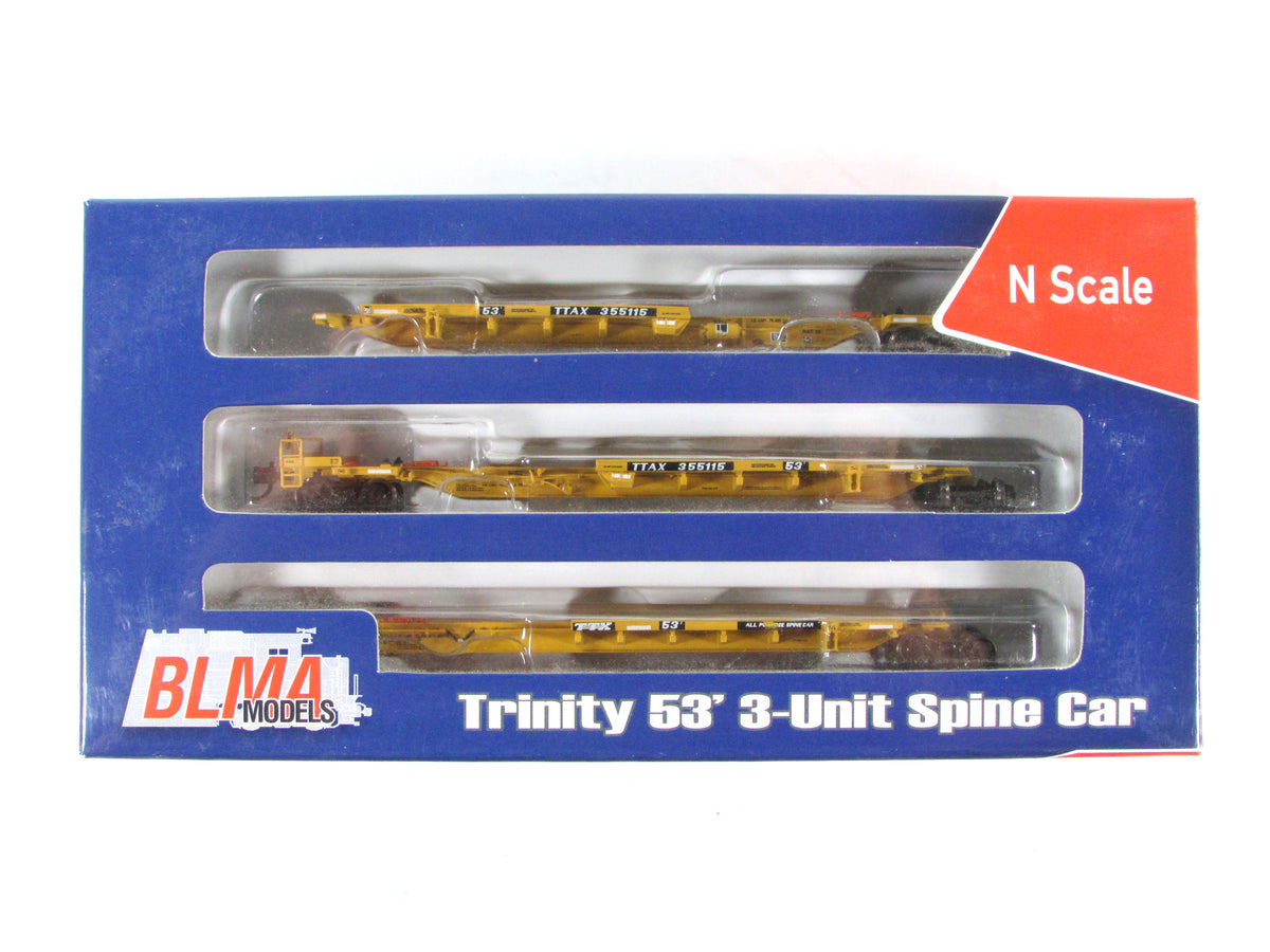 N Scale **TRAILER TRAIN** Trinity 53' 3-Unit Spine Car TTAX 355115 - BLMA 12253
