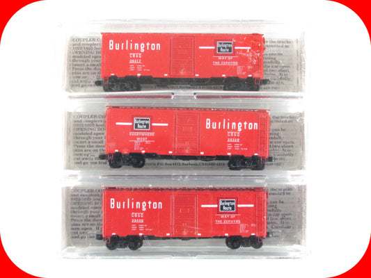 N Scale **BURLINGTON** 40' Box Car Set, CB&Q #39400,39328,39417 - Deluxe 141113