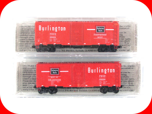 N Scale ***BURLINGTON*** 40' Box Car 2-Pack, CB&Q #39258,39322 -- Deluxe 141102