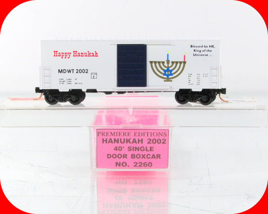 N Scale *HAPPY HANUKKAH 2002* Box Car - Premiere Editions 2260, MTL Cplrs *RARE