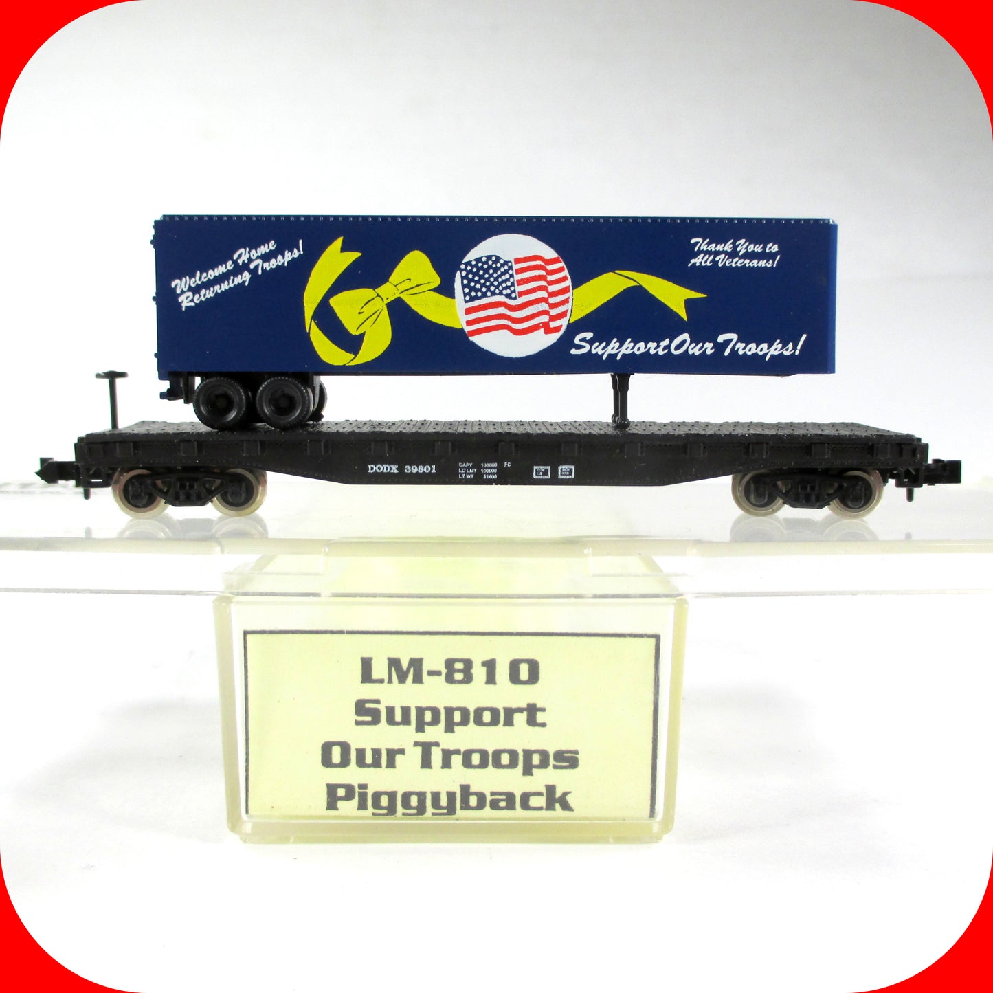 N Scale ***SUPPORT OUR TROOPS*** Trailer on Flat Car - Atlas / LM-810 **RARE*