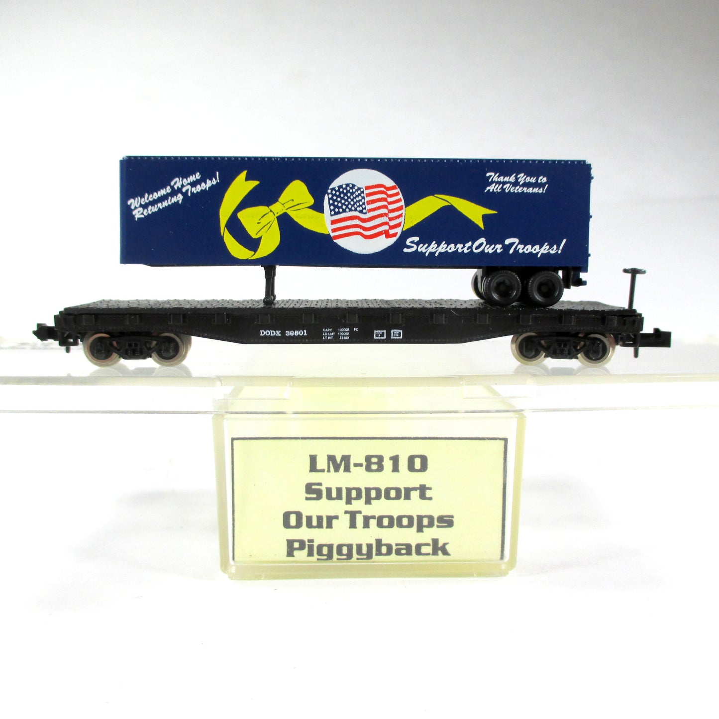 N Scale ***SUPPORT OUR TROOPS*** Trailer on Flat Car - Atlas / LM-810 **RARE*